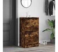 ATOMSTACK MAKER Scarpiera con alette, 60 x 42 x 108 cm, in legno di rovere affumicato, 6 ripiani (2 x 3), salvaspazio e moderno, per corridoio, ingresso e camera da letto