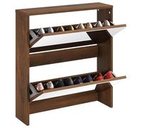 ATOMSTACK MAKER Scarpiera con specchio e 2 scomparti pieghevoli, effetto rovere marrone, materiale legno/vetro, 63 x 17 x 67 cm, per corridoio e soggiorno, circa 6-8 paia di scarpe