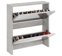 ATOMSTACK MAKER Scarpiera con specchio e 2 scomparti pieghevoli, grigio cemento, in legno/vetro, 63 x 17 x 67 cm, per corridoio, soggiorno, spazio per 6-8 paia di scarpe, supporto da parete incluso