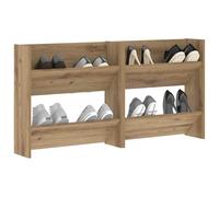 ATOMSTACK MAKER Scarpiera da parete a 4 scomparti, in legno, 60 x 18 x 60 cm, rovere Artisan, scarpiera salvaspazio per corridoio e ingresso, portata fino a 120 kg, materiale di montaggio incluso (2