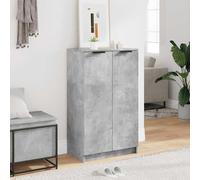 ATOMSTACK MAKER Scarpiera in legno 59 x 35 x 100,5 cm, grigio cemento, stabile armadio da corridoio con ante vani, antipolvere e decorativa, effetto rovere artigianale, con supporto da parete