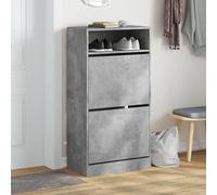 ATOMSTACK MAKER Scarpiera in legno, 60 x 34 x 116 cm, grigio cemento, salvaspazio, con 2 alette e piastra superiore, per corridoio, ingresso, spazi stretti, con supporto da parete