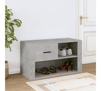 ATOMSTACK MAKER Scarpiera in legno, 80 x 35 x 45 cm, 2 scomparti, con cassetto e piano superiore stabile per sedersi e decorare, grigio cemento, per soggiorno, corridoio e ingresso