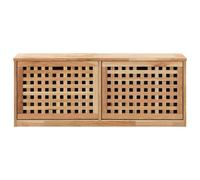 ATOMSTACK MAKER Scarpiera in legno di noce massiccio con 2 ripiani, griglia frontale ventilata, 94 x 20 x 38 cm, colore naturale, armadio da corridoio per fino a 6 paia di scarpe e comoda da indossare