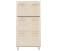 ATOMSTACK MAKER Scarpiera in legno di pino massello, marrone miele, 59,5 x 35 x 117 cm, 3 ante con maniglie in legno, per corridoio e ingresso, serie HAMAR