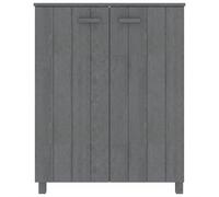 ATOMSTACK MAKER Scarpiera in legno di pino massiccio e MDF, grigio scuro, 85 x 40 x 108 cm, 3 ante con maniglie in legno, mobile rustico da corridoio per riporre scarpe senza polvere, con supporto da