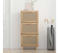 ATOMSTACK MAKER Scarpiera marrone, 52 x 25 x 115 cm, scarpiera scandinava in legno e rattan naturale, con 3 scomparti inclinabili per scarpe fino a 28 cm, montaggio a parete