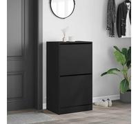 ATOMSTACK MAKER Scarpiera nera, 60 x 42 x 108 cm, con 2 alette e 6 scomparti, design salvaspazio in legno per corridoio e ingresso, moderno, stabile, resistente all'umidità