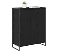 ATOMSTACK MAKER Scarpiera nera effetto rovere, 79 x 36 x 100 cm, 2 ante, in robusto legno con gambe in acciaio, salvaspazio per piccoli appartamenti, corridoio e ingresso