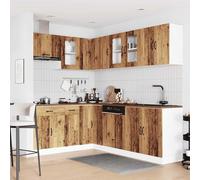 ATOMSTACK MAKER Set di 11 mobili da cucina Kalmar effetto legno anticato - legno e vetro, larghezza 80-80 cm, con piedini regolabili, per cucina da incasso (montaggio richiesto)