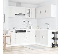 ATOMSTACK MAKER Set di 11 mobili da cucina Kalmar in bianco, in legno con vetro, larghezza 30-80 cm, inclusi elementi angolari e copertura per lavastoviglie, per arredare la cucina completa