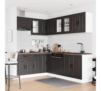 ATOMSTACK MAKER Set di 11 mobili da cucina Kalmar in nero - legno e vetro, altezza fino a 81,5 cm, con piedini regolabili, per arredo cucina completo