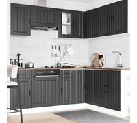 ATOMSTACK MAKER Set di 11 mobili da cucina Lucca nero in legno e vetro, altezza fino a 81,5 cm, con elementi angolari e pannello per lavastoviglie, con piedini regolabili, per cucina moderna
