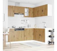 ATOMSTACK MAKER Set di 11 mobili da cucina Porto in rovere Artisan, in legno e vetro, 30-80 cm, con mobiletto sottolavello, elementi angolari e pensili, per cucina da incasso