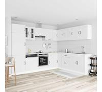 ATOMSTACK MAKER Set di 14 mobili da cucina Kalmar in bianco, in legno con piedini regolabili, lavello, forno e angolo, design moderno per cucine piccole e grandi