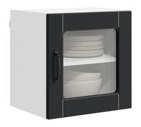 ATOMSTACK MAKER Set di 2 armadietti da cucina neri da parete (40 x 31 x 40 cm), in legno con 2 ante e 2 ripiani, look moderno in legno anticato per cucina moderna