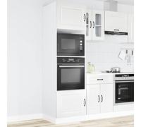 ATOMSTACK MAKER Set di 2 mobili per fornelli (60 x 57 x 207 cm), bianco lucido, in robusto legno con piedini regolabili, per forno e microonde, trasformazione della cucina, serie Kalmar