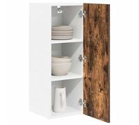 ATOMSTACK MAKER Set di 2 pensili Riga, in rovere affumicato e bianco, 30 x 31 x 80 cm, minimalista, in legno, con anta, per cucina moderna, pronto per il montaggio
