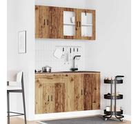 ATOMSTACK MAKER Set di 4 mobili da cucina (Porto) - Effetto legno anticato in legno e vetro, con piedini regolabili, per cucina da incasso (80 × 46 × 81,5 cm fino a 80 × 31 × 60 cm)
