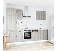 ATOMSTACK MAKER Set di 7 mobili da cucina Lucca in grigio Sonoma, in legno, mobiletto sottolavello da 80 cm, armadietto da forno da 60 cm, pensili e pannello per lavastoviglie, per cucina da incasso