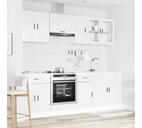ATOMSTACK MAKER Set di 8 mobili da cucina Kalmar in bianco lucido, in legno con piedini regolabili, altezza 81,5 cm, per lavello, forno e pensile, per cucina moderna