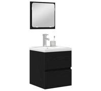 ATOMSTACK MAKER Set di mobili da bagno da 2 pezzi (specchio + mobiletto) in bianco e nero, montaggio a parete, 42 x 39 x 45 cm, in legno, 1 cassetto, design moderno per piccoli bagni