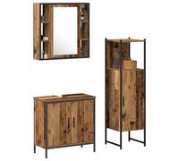 ATOMSTACK MAKER Set di mobili da bagno da 3 pezzi: armadietto a specchio, armadietto per lavabo e mensola alta, in legno, montaggio a parete, design moderno con 11 scomparti e 4 ante, per bagni
