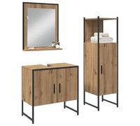 ATOMSTACK MAKER Set di mobili da bagno da 3 pezzi, con mobiletto sottolavabo, specchio e armadietto alto, in legno, marrone, larghezza 33-60 cm, montaggio a parete, resistente all'umidità, ideale per