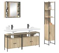 ATOMSTACK MAKER Set di mobili da bagno da 4 pezzi, con armadietto a specchio, 2 armadietti inferiori e armadietto alto, in rovere Sonoma, montaggio a parete, moderno, larghezza 33-80 cm, per bagni