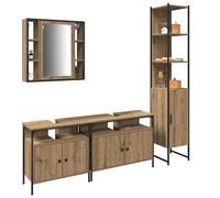 ATOMSTACK MAKER Set di mobili da bagno da 4 pezzi, con armadietto a specchio, 2 armadietti inferiori e armadietto alto, in legno di rovere Artisan, montaggio a parete, larghezza 33-80 cm, per bagni di