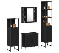 ATOMSTACK MAKER Set di mobili da bagno nero, 4 pezzi, con armadietto alto, mobiletto sottolavabo e armadietto a specchio, in legno, montaggio a parete, design moderno (33-60 cm di larghezza)