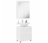 ATOMSTACK MAKER Set di mobili da bagno Tulum con 4 ante e specchio (60 x 34 x 63 cm), bianco opaco, in legno, 5 ripiani, moderno mobile da bagno per molto spazio