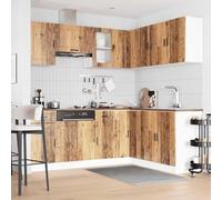 ATOMSTACK MAKER Set di mobili da cucina da 11 pezzi, effetto legno anticato, in legno e vetro, altezza 80-81,5 cm, con piedini regolabili, per cucina moderna (mobile sottolavello, elemento angolare