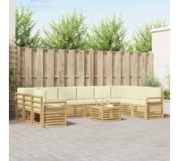 ATOMSTACK MAKER Set di mobili imbottiti per esterni, 11 pezzi, con cuscini, colore bianco e crema, 59 x 59 x 37 cm, per giardino, terrazza, balcone, lounge