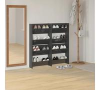 ATOMSTACK MAKER Set di scarpiere da parete (4 pezzi), grigio lucido, 60 x 18 x 60 cm, in legno con 2 ripiani ribaltabili, salvaspazio, moderna organizzazione di scarpe per corridoio e ingresso