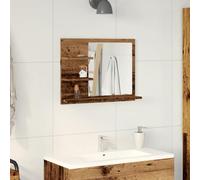 ATOMSTACK MAKER Specchio da bagno con ripiani, 60 x 10,5 x 45 cm, effetto legno anticato e vetro di sicurezza, montaggio a parete, resistente all'umidità, facile da pulire, per bagno e WC degli ospiti