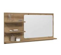 ATOMSTACK MAKER Specchio da bagno con ripiani, in rovere Artisan, 90 x 45 cm, in legno e vetro di sicurezza, montaggio a parete, resistente all'umidità, design moderno