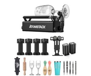 ATOMSTACK R3 Pro - Rullo rotante laser con 4 pezzi sedile rialzato, 1 sedile di supporto, 2 spingi a oblò, rullo rotante per asse Y, compatibile con quasi tutte le macchine per incisione laser