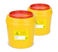 ATOMUS 2 contenitori per tatuaggi gialli in plastica Sharp da 2 l, con linguetta per tatuaggi