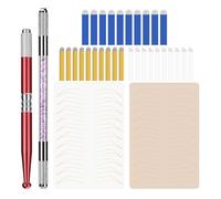 ATOMUS Kit Microblading con 2 Penne Manuali 30 Lame 2 Pelli Pratica Trucco Permanente Set Formazione