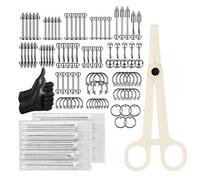 ATOMUS Set di 85 piercing a banana, 5 pezzi, 14/16 g, acciaio inox