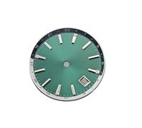 ATOMUSERLY 1pc 32mm quadrante dell'orologio chiodi d'argento blu luminoso for movimento NH34 accessori for con calendario singolo(Green)