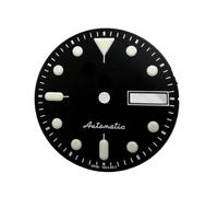 ATOMUSERLY 1pc quadrante orologio retrò 28,5 mm scala bianca orologi accessori con verde luminoso for parti NH36(Black frosted)