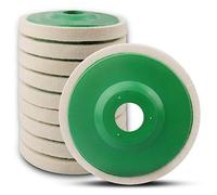 ATOPLEE Disco per lucidatura in lana spessa da 12 mm, 10 pezzi da 4-1/2 "x 7/8" per smerigliatrice angolare da 11,4 cm, ruote per lucidatura in feltro di lana per metallo, marmo, legno (diametro foro: