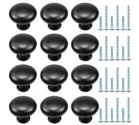 atopo 12 Pezzi Pomelli per Mobili, Nero Pomelli per Cassetti, Pomelli Cucina con 2 Dimensioni Vite, Rotonde Maniglie per Porte, Manopole per Camera da Letto, Cucina, Bagno (30 mm)