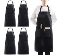 atopo 4 Pezzi Regolabile Grembiule, Unisex Nero Grembiule con 2 Tasche, Cucina Professionale Grembiule per Barbecue, Lavastoviglie, Lavoro al Ristorante, Cameriere, Artista