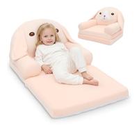 ATopoler Divano letto per bambini, poltrona pieghevole per bambini, in morbido peluche, per giocare e studiare, comodo reclinabile, per camera da letto, stanza dei giochi e asilo nido (cane rosa)