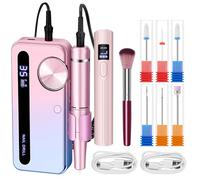 Atopskins Kit trapano elettrico 7 in 1 con lampada manuale U V 35000 RPM manicure senza fili per strumento gel acrilico 3000 mAh ricaricabile Efile smerigliatrice unghie macchina display LCD rosa