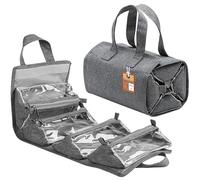 atorakushon Borsa da trucco arrotolabile da appendere, kit da toeletta/organizer da viaggio, 4 borse rimovibili per organizzare trucco, cosmetici, pronto soccorso, medicine, cura personale, bagno,