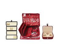 atorakushon Combo Maroon 2 braccialetti catena collana gioielli sacchetto con crema anello orecchini scatola raso armadio organizzatore gioielli Vanity Box, Marrone, Standard, Nuovo
